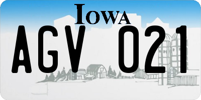 IA license plate AGV021