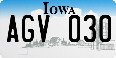 IA license plate AGV030