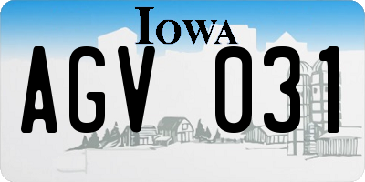 IA license plate AGV031