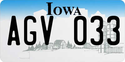 IA license plate AGV033