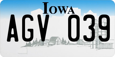 IA license plate AGV039