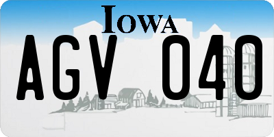 IA license plate AGV040
