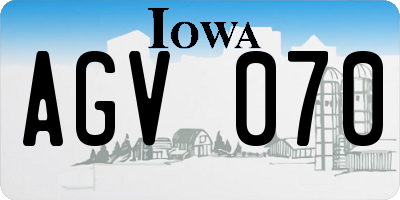 IA license plate AGV070