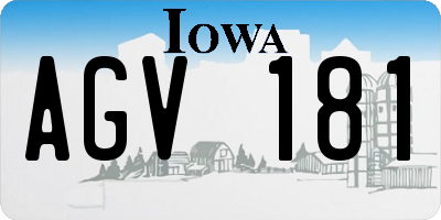 IA license plate AGV181