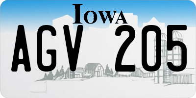 IA license plate AGV205