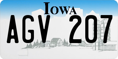 IA license plate AGV207