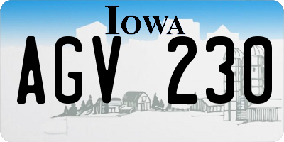 IA license plate AGV230