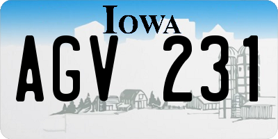 IA license plate AGV231