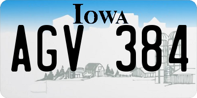 IA license plate AGV384