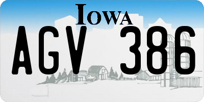 IA license plate AGV386