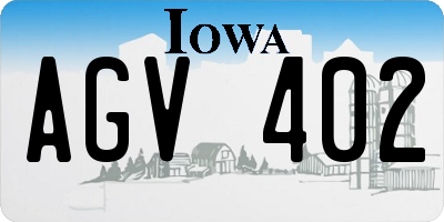 IA license plate AGV402