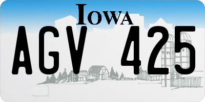 IA license plate AGV425