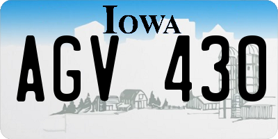 IA license plate AGV430