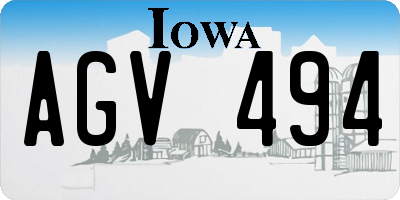 IA license plate AGV494