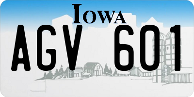 IA license plate AGV601