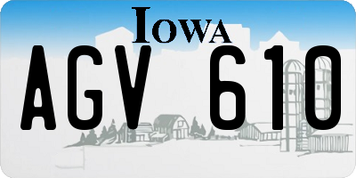 IA license plate AGV610