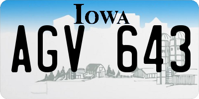 IA license plate AGV643