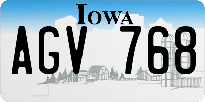 IA license plate AGV768