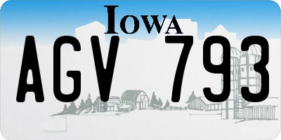 IA license plate AGV793