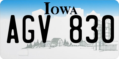 IA license plate AGV830