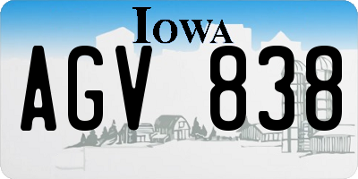 IA license plate AGV838