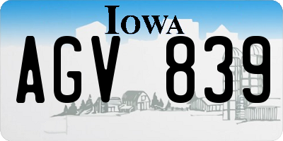 IA license plate AGV839