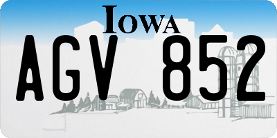 IA license plate AGV852