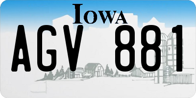 IA license plate AGV881