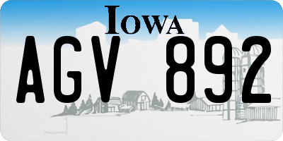IA license plate AGV892