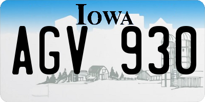 IA license plate AGV930
