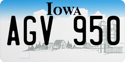IA license plate AGV950
