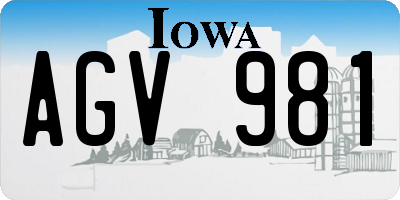 IA license plate AGV981