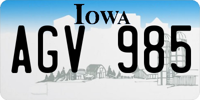 IA license plate AGV985