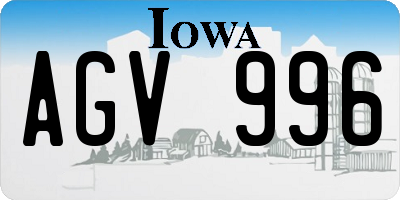 IA license plate AGV996