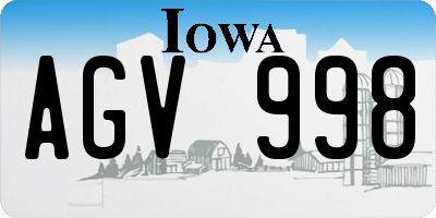 IA license plate AGV998