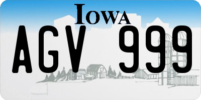 IA license plate AGV999
