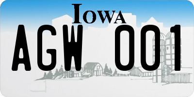 IA license plate AGW001