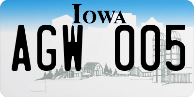 IA license plate AGW005