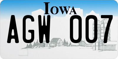 IA license plate AGW007