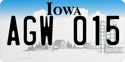 IA license plate AGW015
