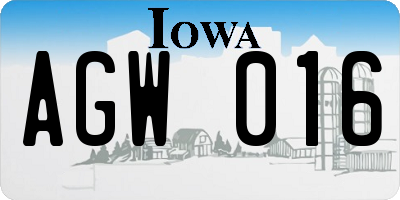 IA license plate AGW016