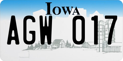 IA license plate AGW017