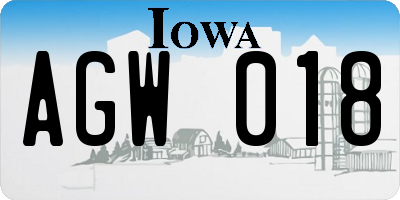 IA license plate AGW018