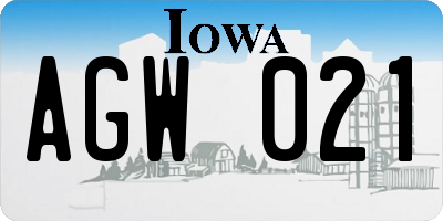 IA license plate AGW021