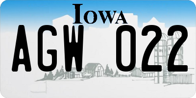IA license plate AGW022