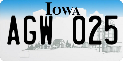 IA license plate AGW025