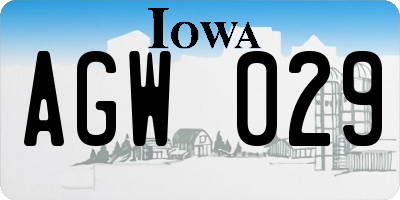 IA license plate AGW029