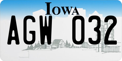 IA license plate AGW032