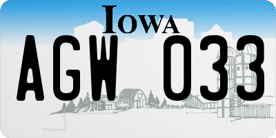 IA license plate AGW033