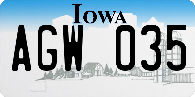 IA license plate AGW035
